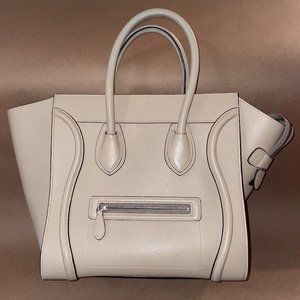 Celine Luggage Phantom Bag Tote Purse Taupe Pebbled Leather Medium MINT